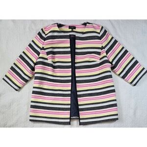 Talbots Woven Stripes Open Front Blazer